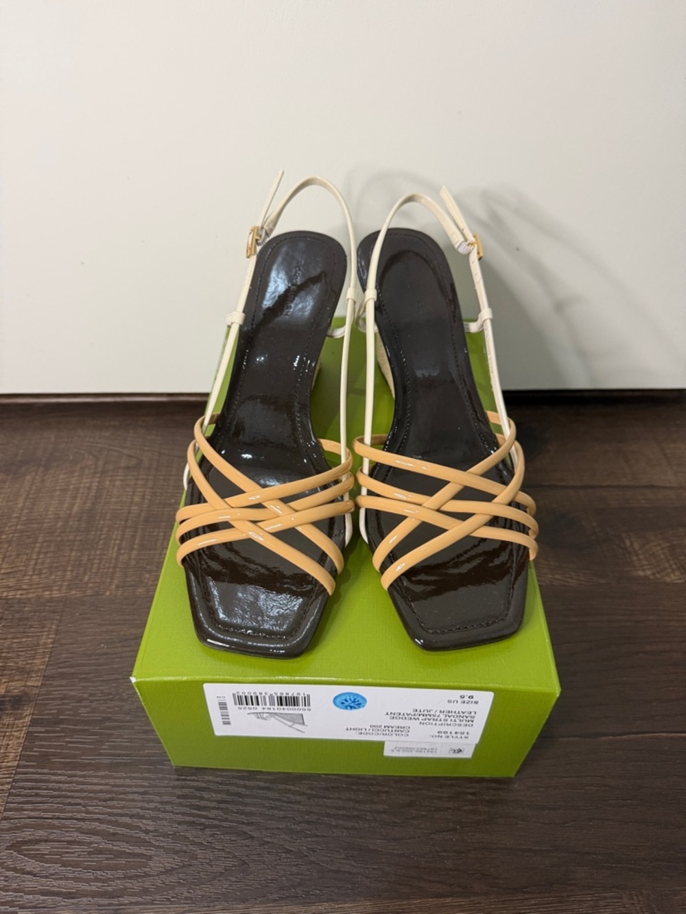 Tory Burch wedge espadrille with Tan Crisscross Straps and Cream Ankle - Picture 3 of 8